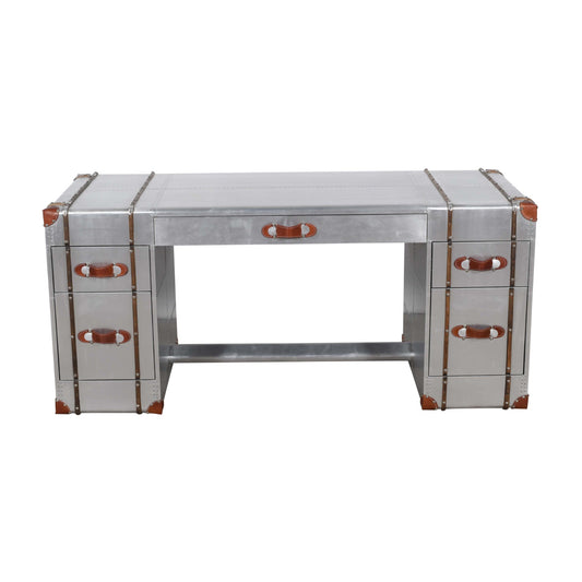 Meva Pilot 72" 5-Drawer Silver Executive Desk