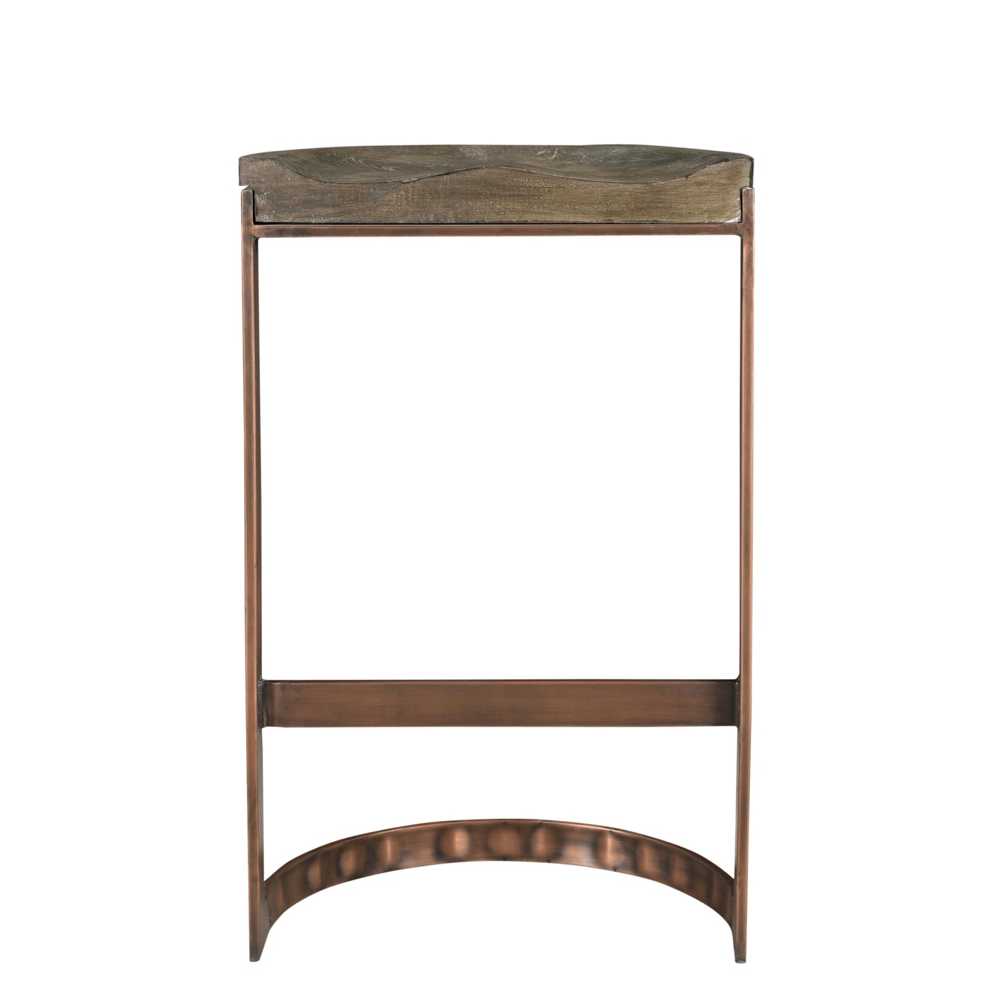 Meva Redondo 20" Gray/Copper Solid Mango Wood Bar Stool With Iron Base