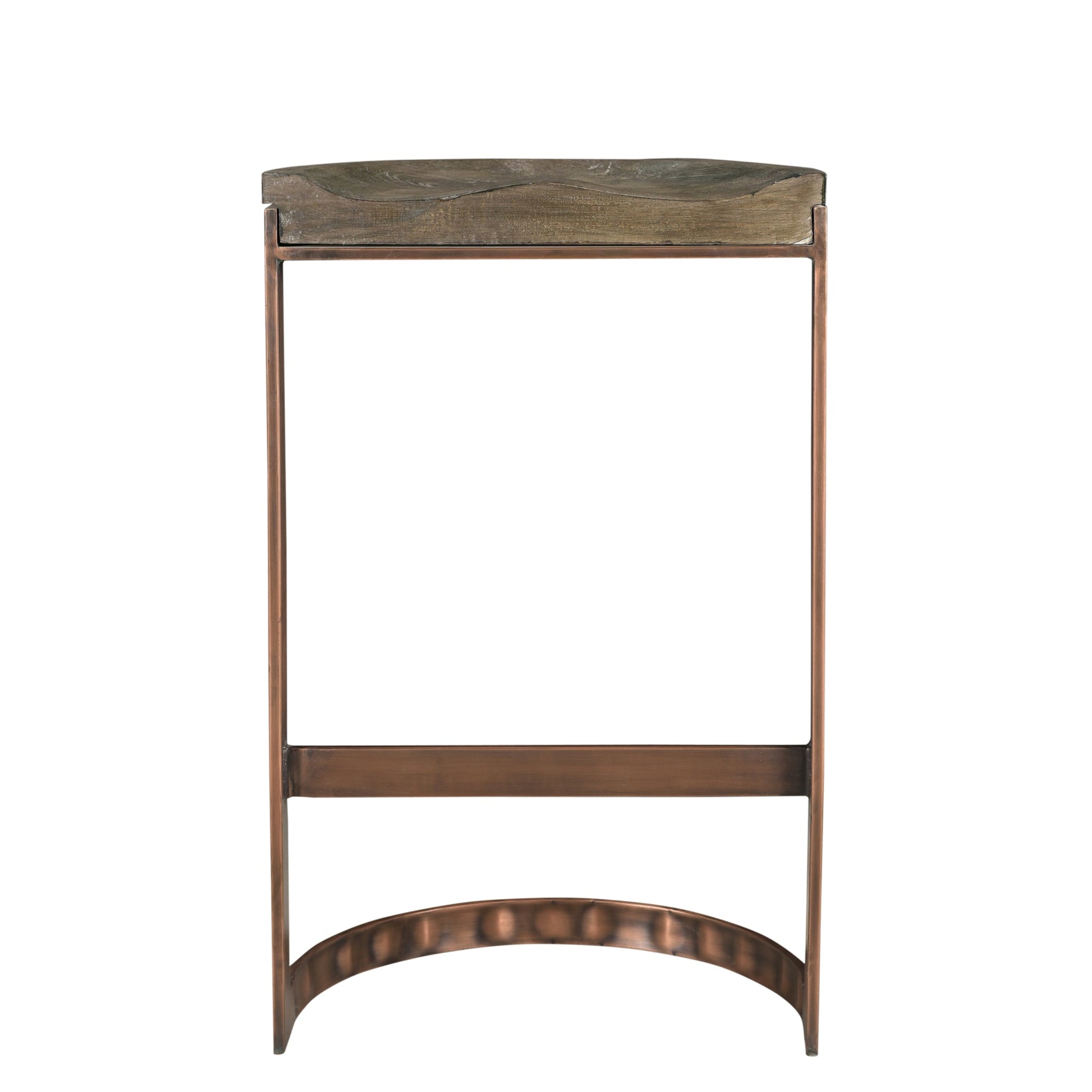 Meva Redondo 20" Gray/Copper Solid Mango Wood Bar Stool With Iron Base