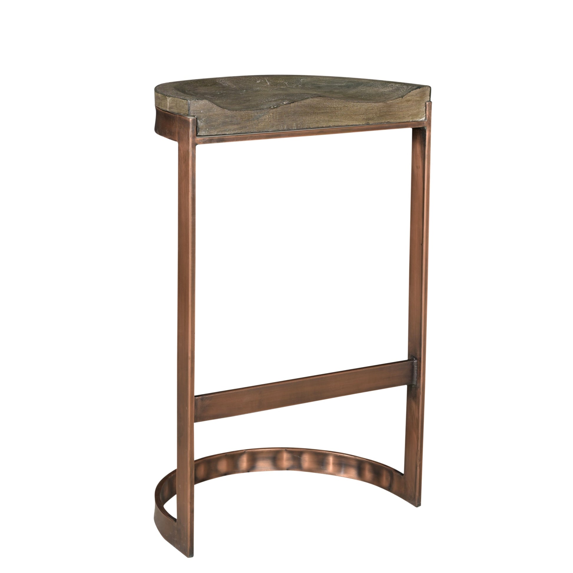 Meva Redondo 20" Gray/Copper Solid Mango Wood Bar Stool With Iron Base