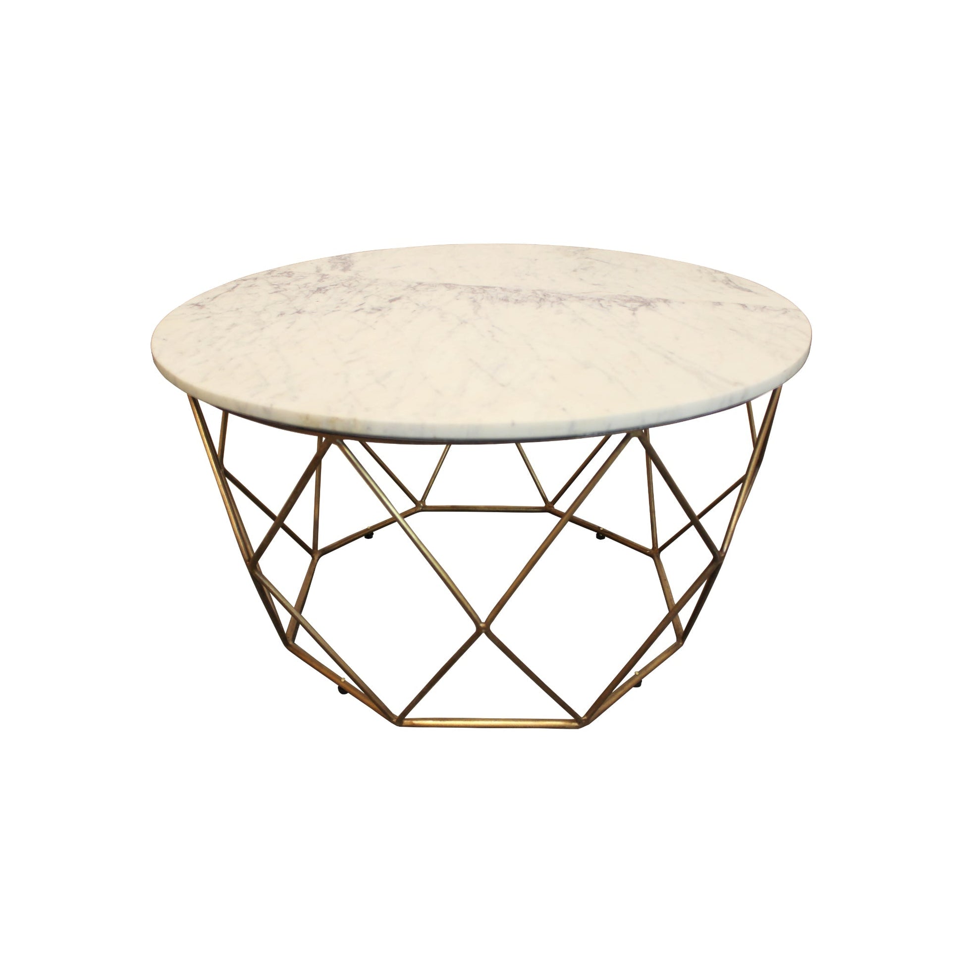 Meva Redondo 32" Ivory Round Marble Cocktail Table With Iron Base