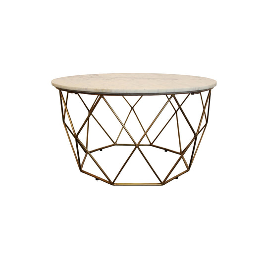 Meva Redondo 32" Ivory Round Marble Cocktail Table With Iron Base