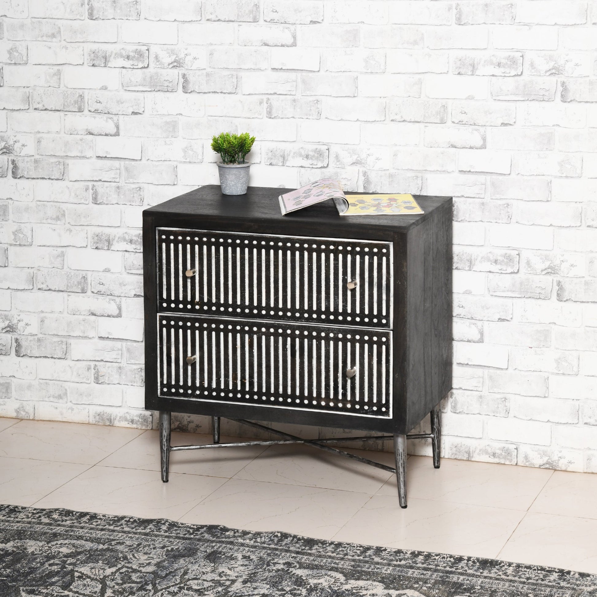 Meva Sarah 28" 2-Drawer Antique Brown Nightstand