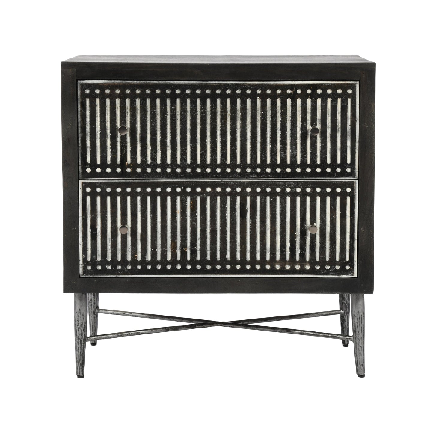 Meva Sarah 28" 2-Drawer Antique Brown Nightstand
