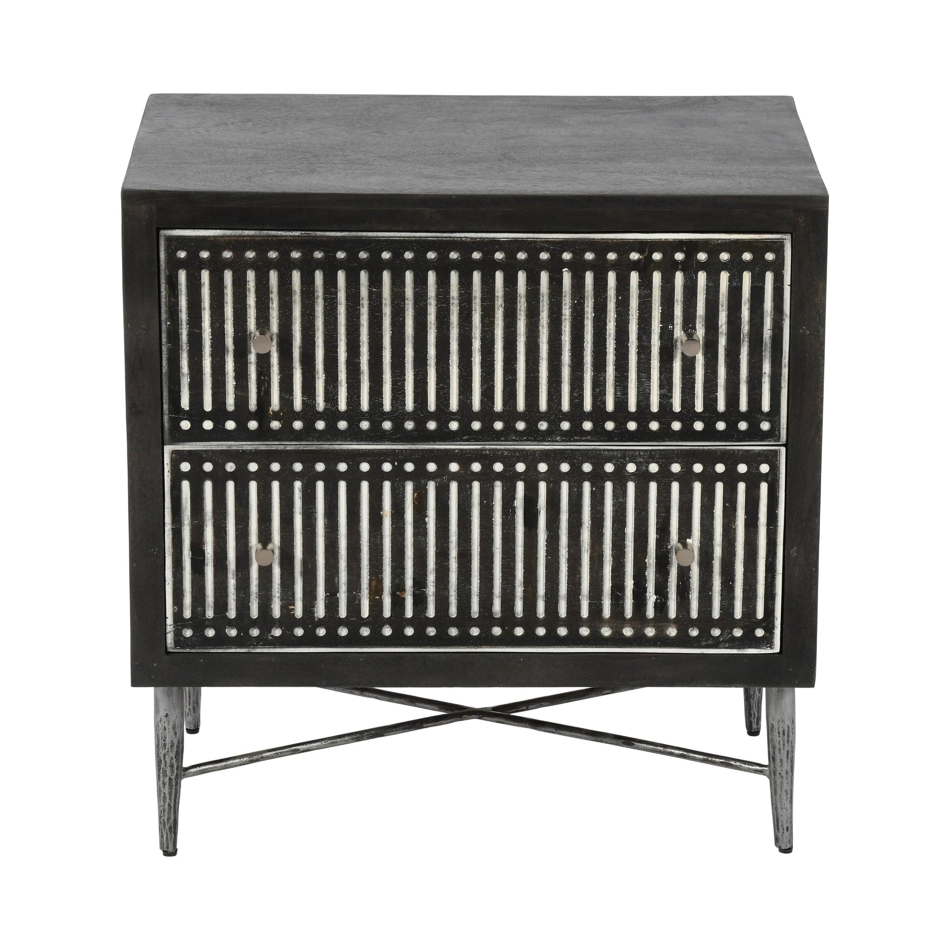 Meva Sarah 28" 2-Drawer Antique Brown Nightstand