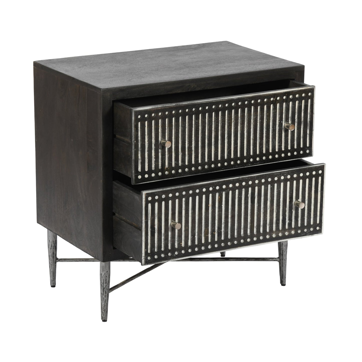 Meva Sarah 28" 2-Drawer Antique Brown Nightstand
