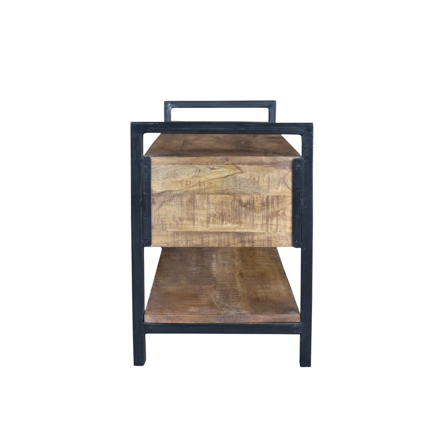 Meva Shah 46" 2-Drawer Natural Solid Mango Wood Bench