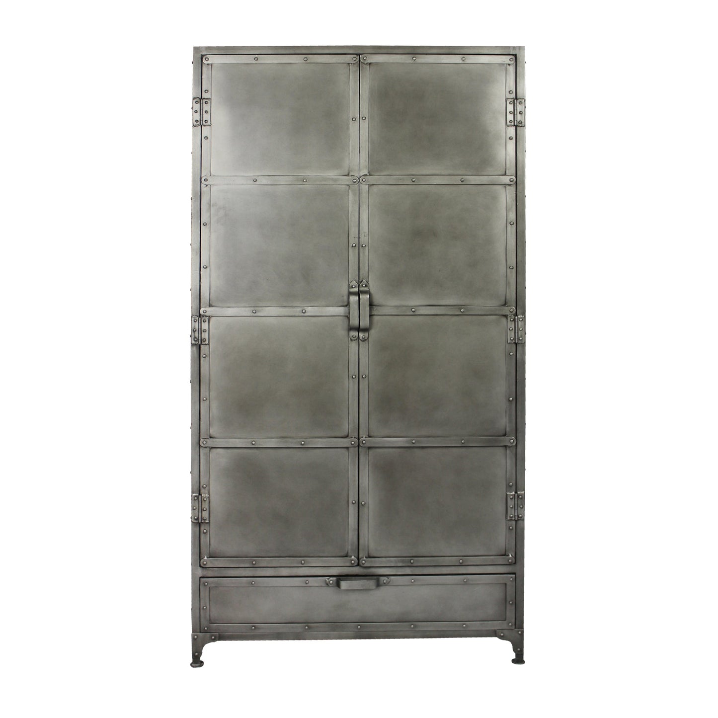 Meva Sheridan 36" 2-Door 1-Drawer Silver Powder Coated Metal Cabinet