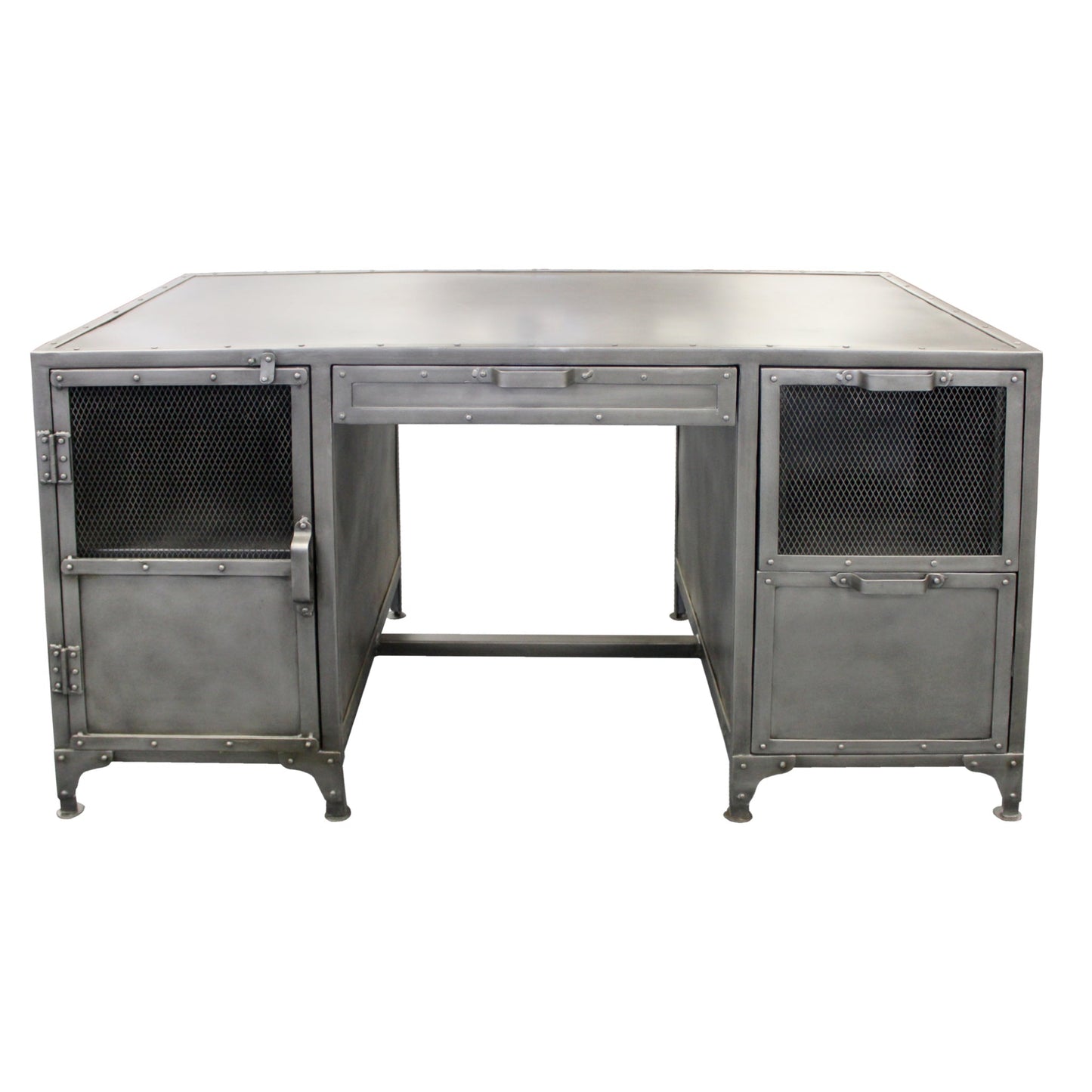 Meva Sheridan 56" 3-Drawer 1-Door Silver Desk