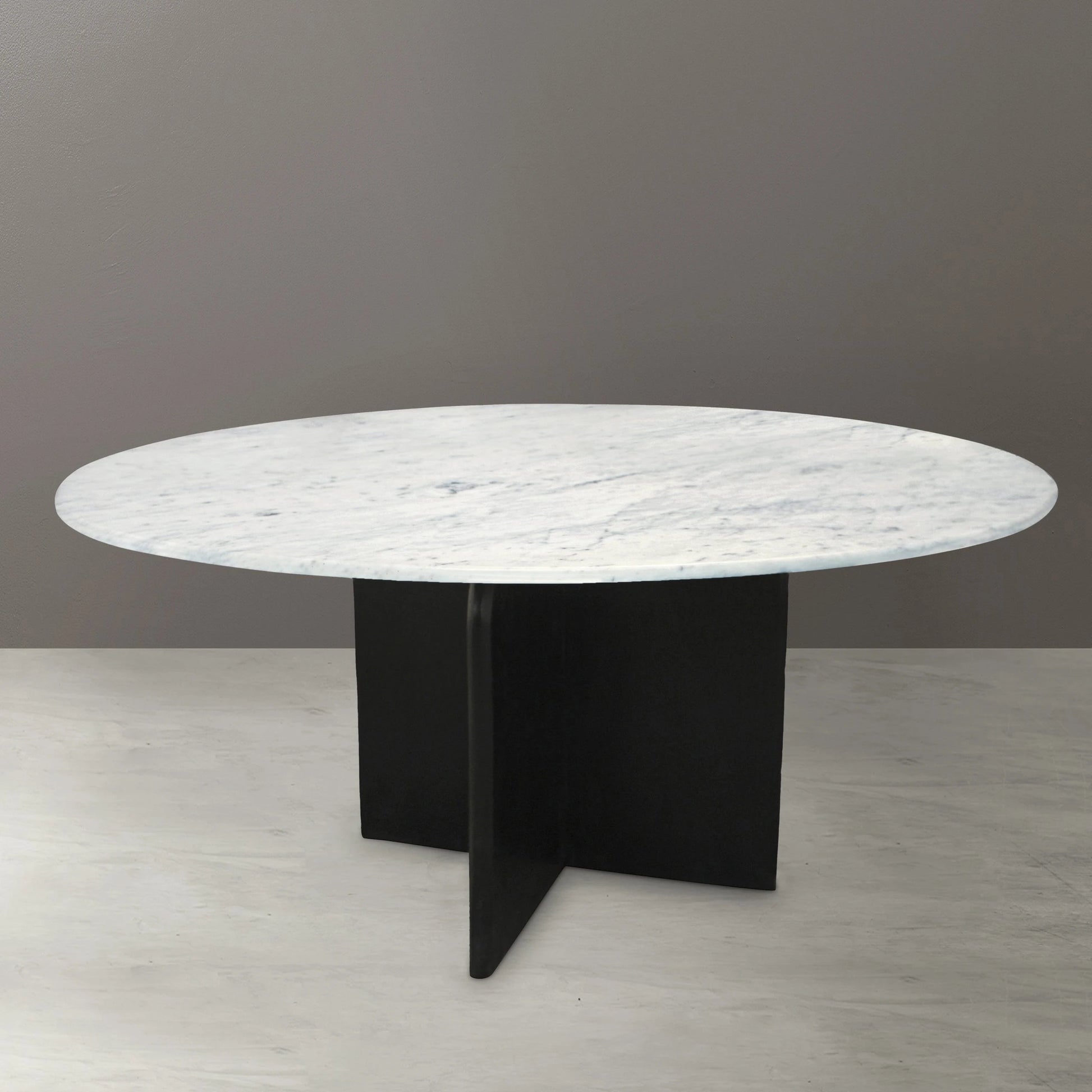 Meva Terra 48" White/Black Dining Table With Marble Top