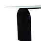 Meva Terra 72" White/Black Dining Table With Oval Marble Top