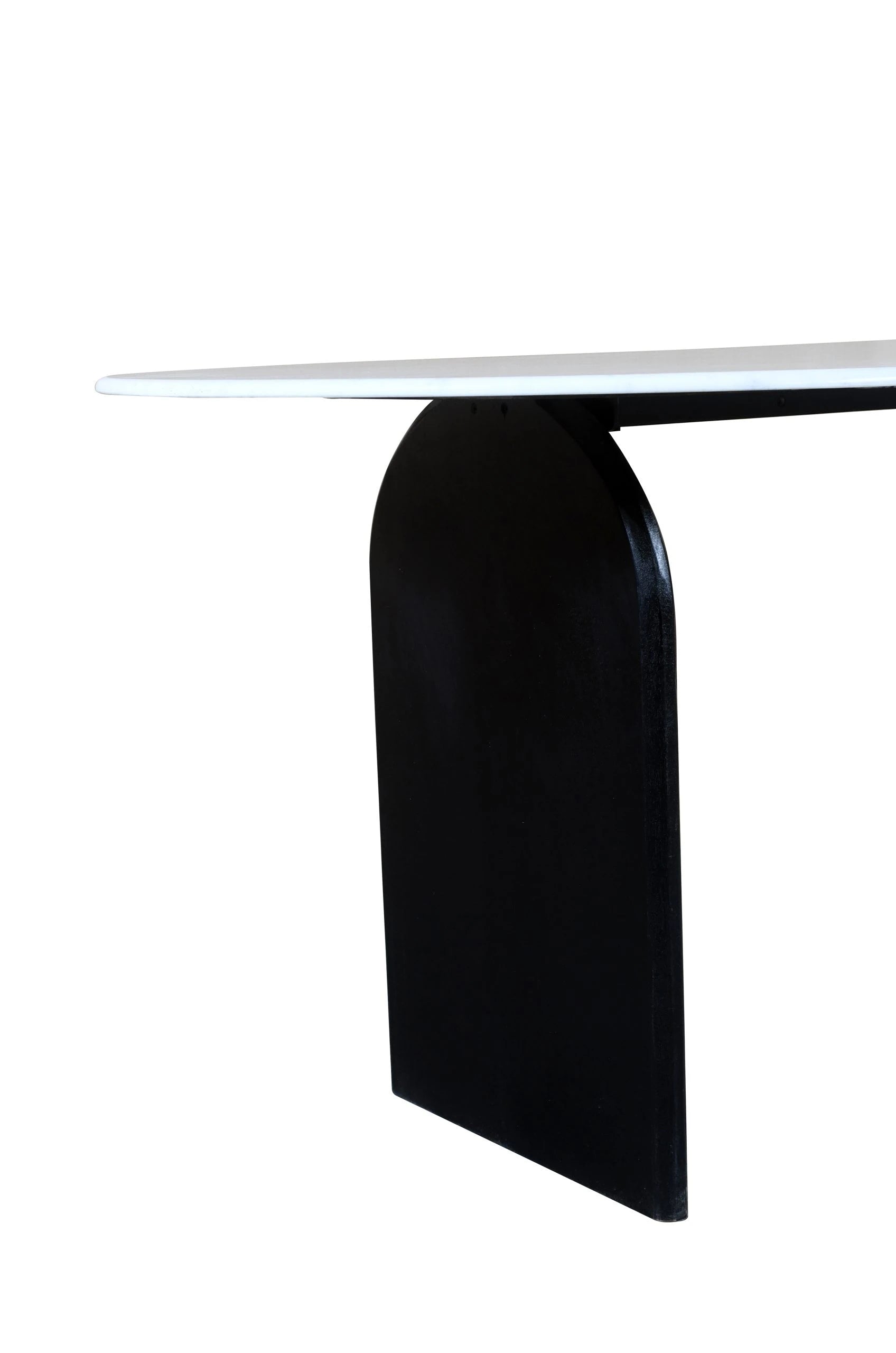 Meva Terra 72" White/Black Dining Table With Oval Marble Top