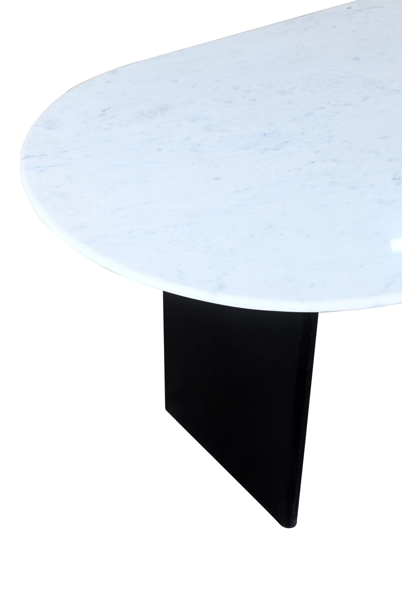 Meva Terra 72" White/Black Dining Table With Oval Marble Top