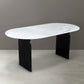 Meva Terra 72" White/Black Dining Table With Oval Marble Top