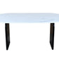 Meva Terra 72" White/Black Dining Table With Oval Marble Top