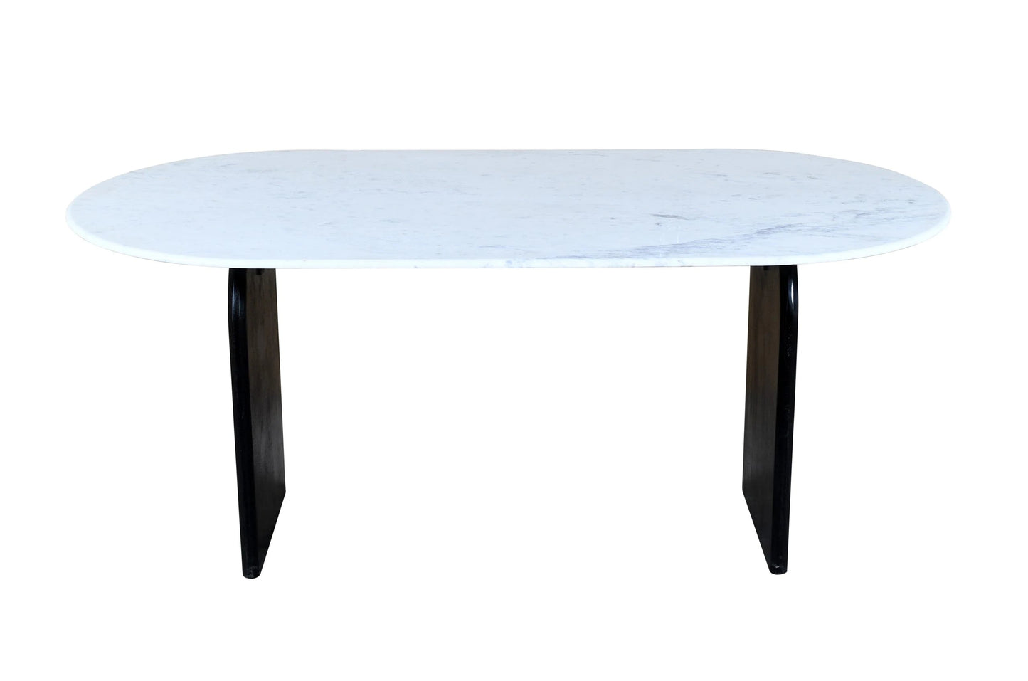 Meva Terra 72" White/Black Dining Table With Oval Marble Top