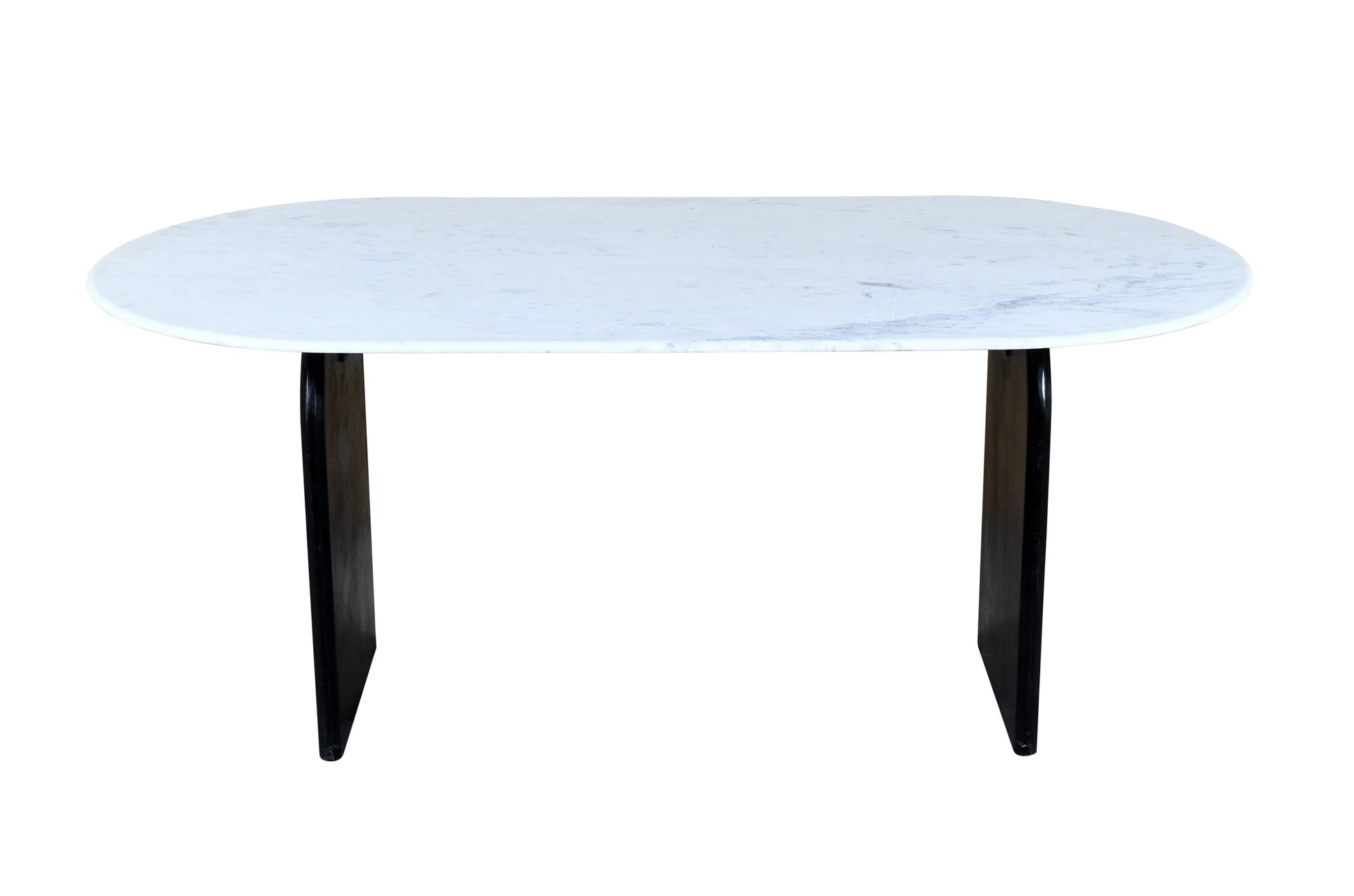 Meva Terra 72" White/Black Dining Table With Oval Marble Top