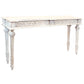 Meva Tigard 54" White Antique Console Table With Handcarved Detailing