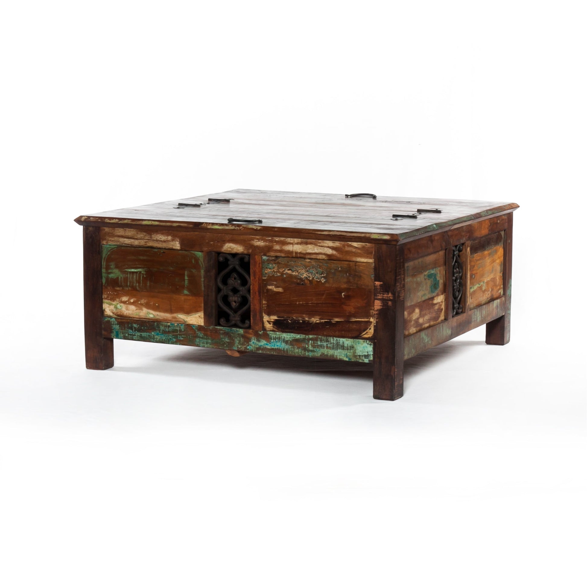 Meva Trinidad 40" Brown/Multi Box Recycled Solid Multi-colored Mango Wood Cocktail Table