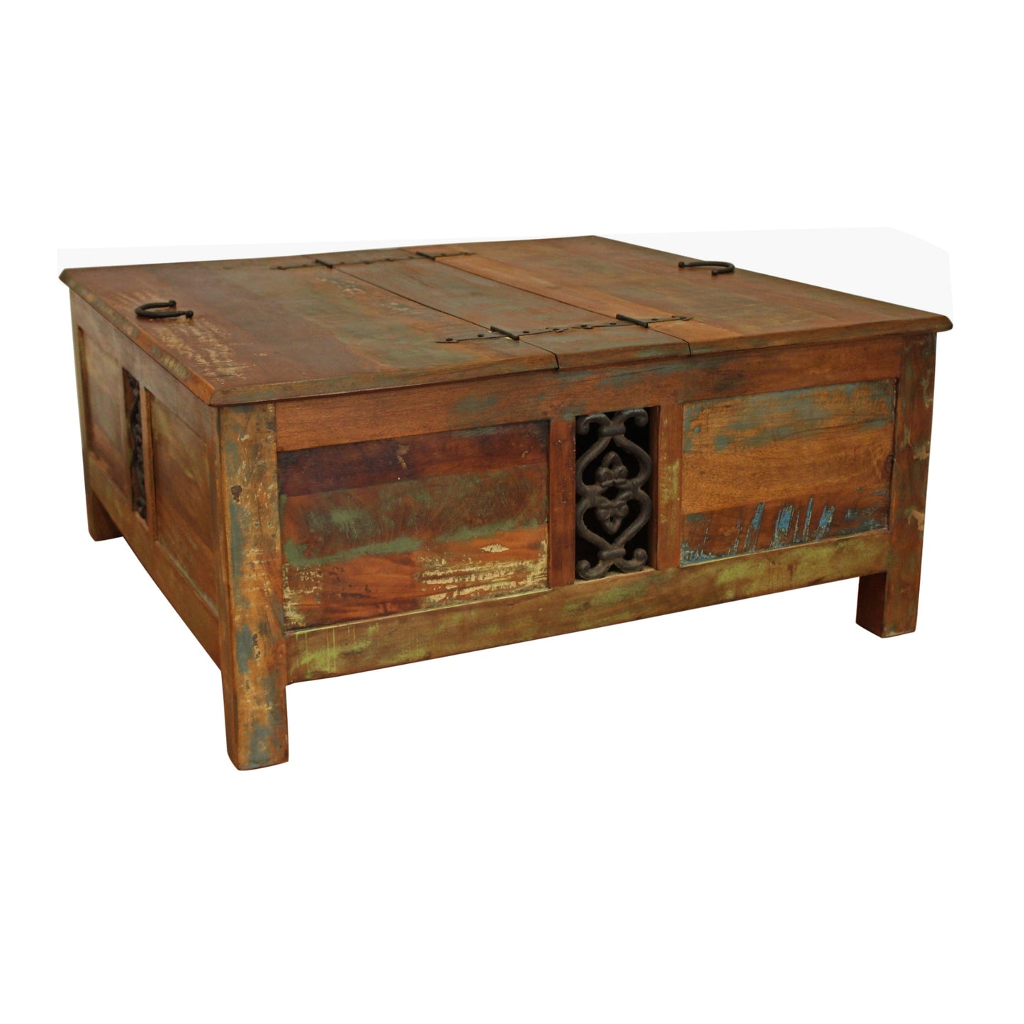 Meva Trinidad 40" Brown/Multi Box Recycled Solid Multi-colored Mango Wood Cocktail Table