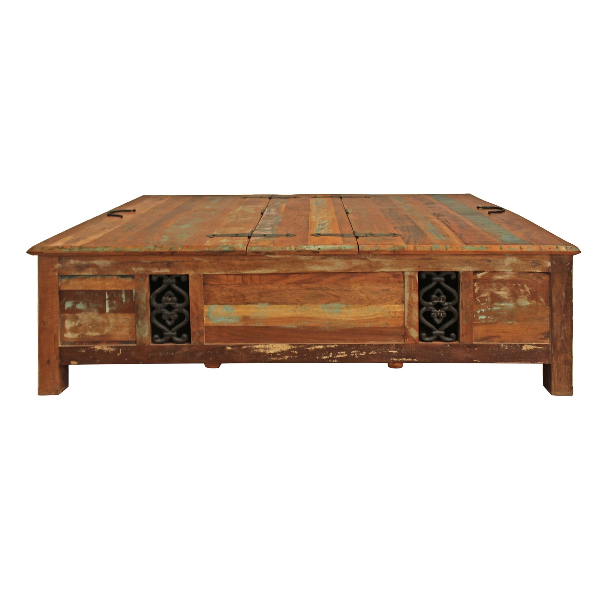 Meva Trinidad 60" Brown/Multi Box Recycled Solid Multi-colored Mango Wood Cocktail Table