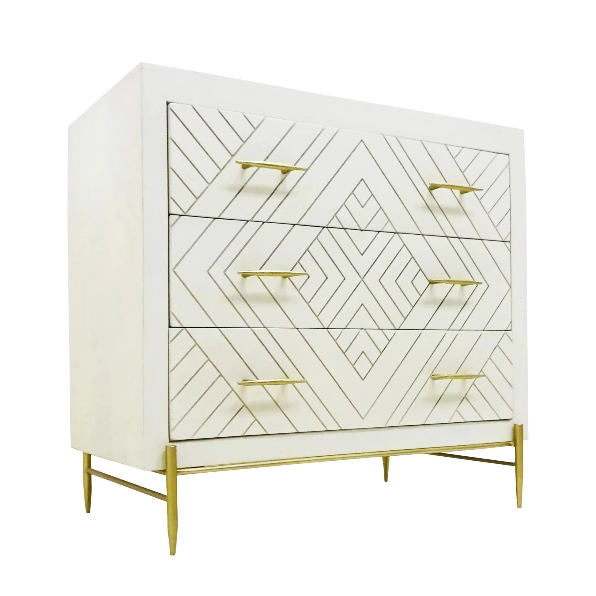 Meva Viktor 35" Natural Dresser With 3 Gliding Drawers and Hardware