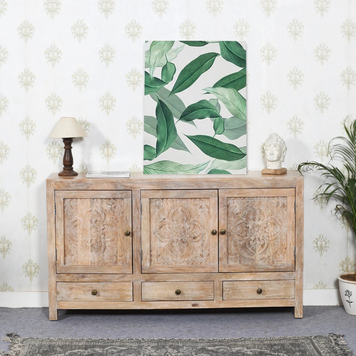 Meva Weatherly 15" 3-Door 3-Drawer Natural Sideboard