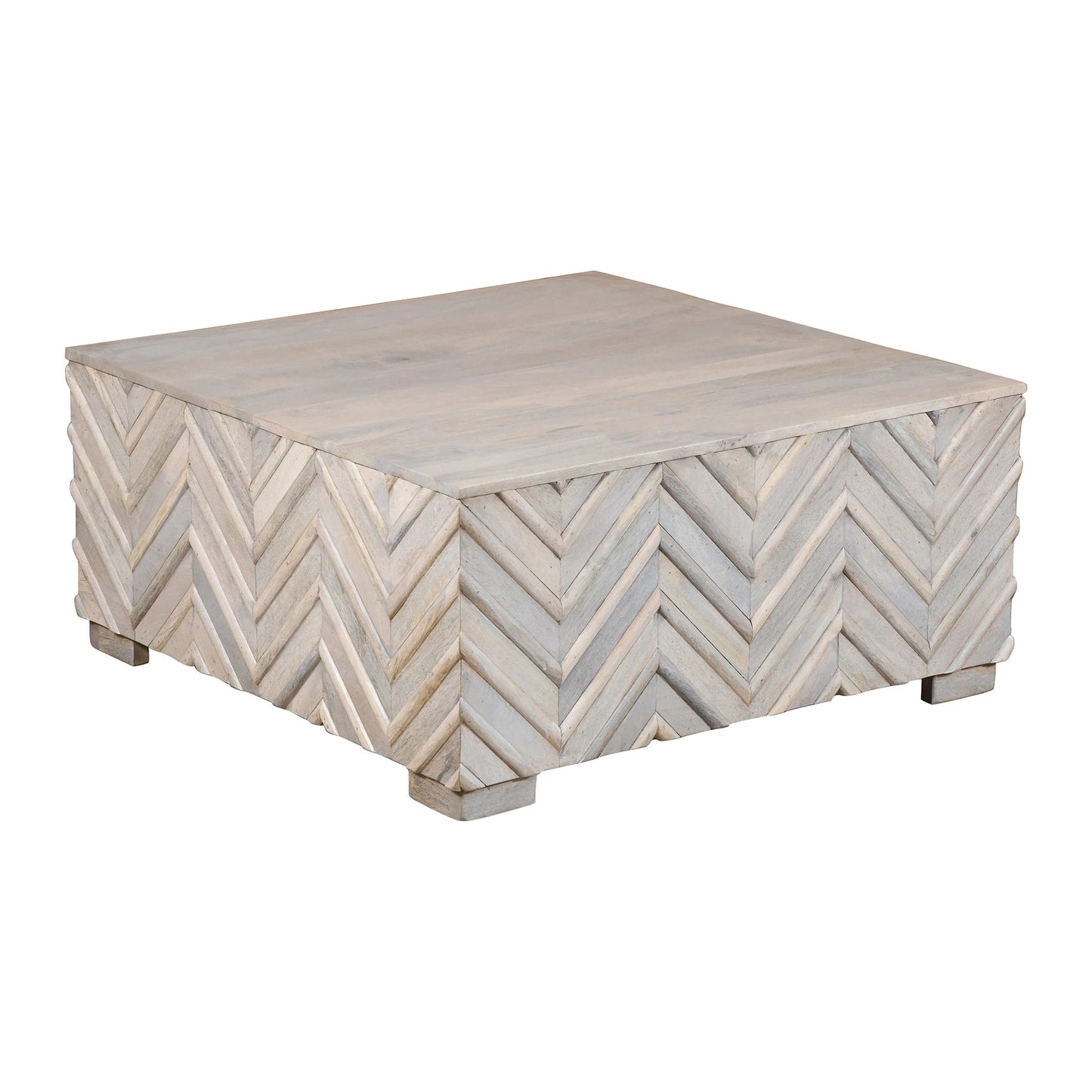 Meva Ziggy 18" White Wash Solid Mango Wood Cocktail Table
