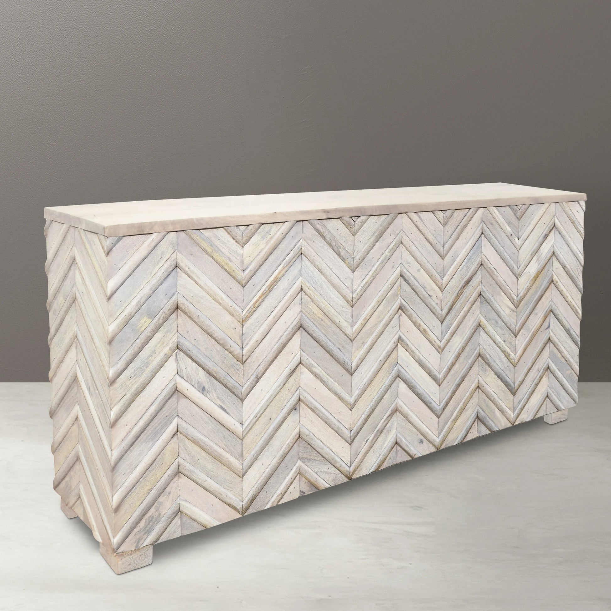 Meva Ziggy 30" White Wash Solid Mango Wood Console Table