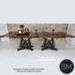 Mexports by Susana Molina 108" Luxury Mesquite Wood Top Rounded Corners Gold Citrine Inlay Double Pedestal Rectangular Dining Table