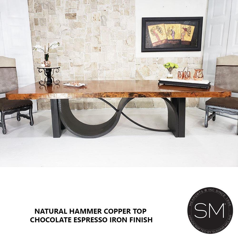Mexports by Susana Molina 108" Natural Contemporary Hammered Copper Top Rectangular Dining Table