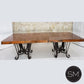 Mexports by Susana Molina 108" Oxidized Hammered Copper Top and Double Iron Pedestal Dining Table