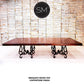 Mexports by Susana Molina 108" x 48" Mesquite Wood Top Free Form Edge Double Pedestal Rectangular Dining Table With Gold Citrine Inlay