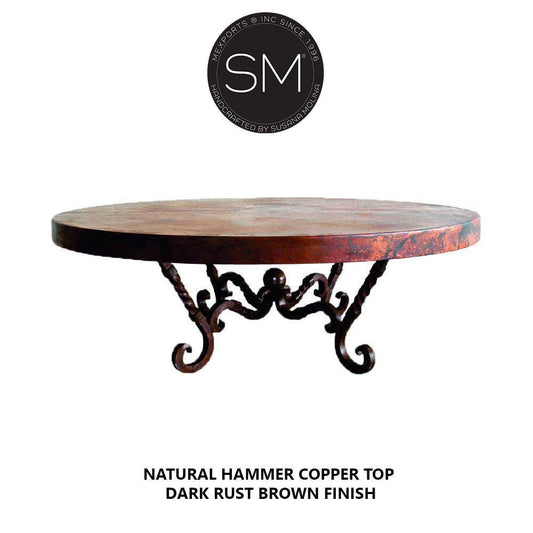 Mexports by Susana Molina 1211AAAC 38" Natural Hammer Copper Top Round Coffee Table