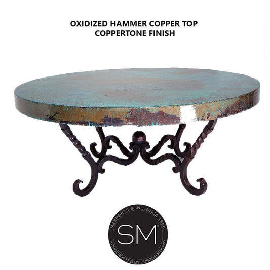 Mexports by Susana Molina 1211AAAC 38" Oxidized Hammer Copper Top Round Coffee Table