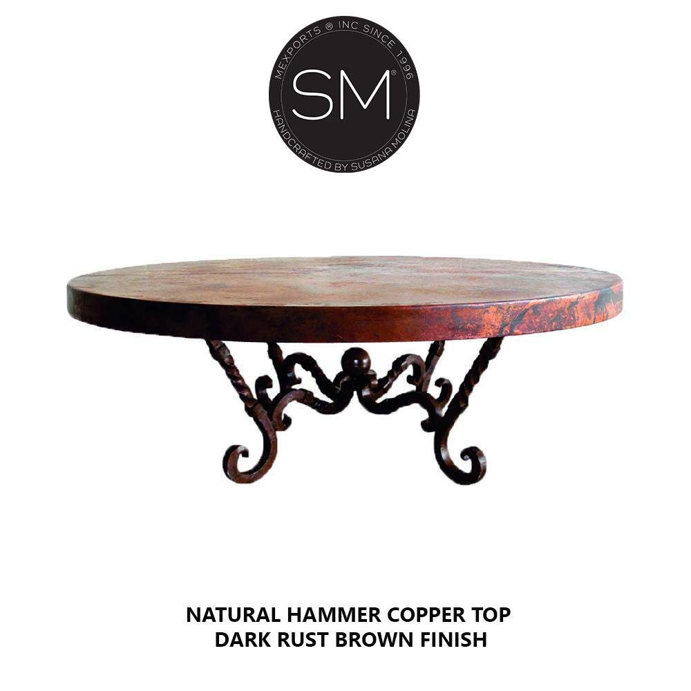 Mexports by Susana Molina 1211AAAC 48" Natural Hammer Copper Top Round Coffee Table