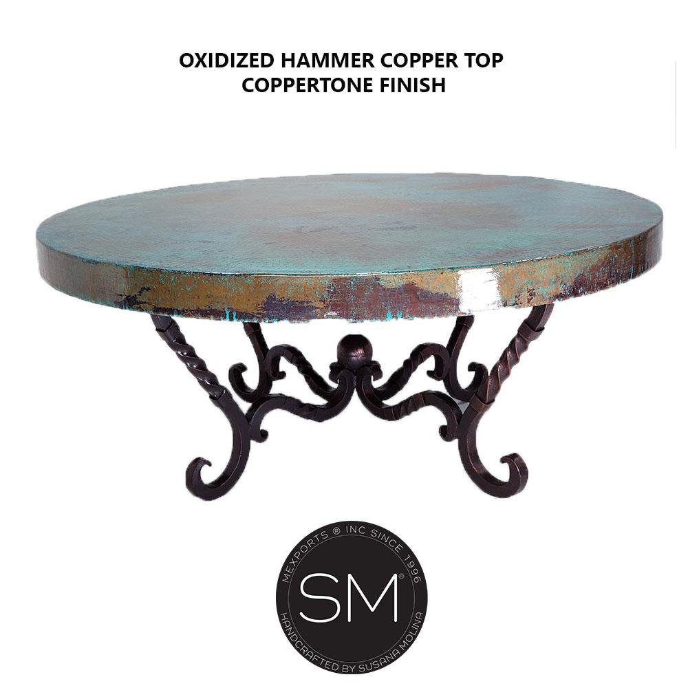 Mexports by Susana Molina 1211AAAC 48" Oxidized Hammer Copper Top Round Coffee Table