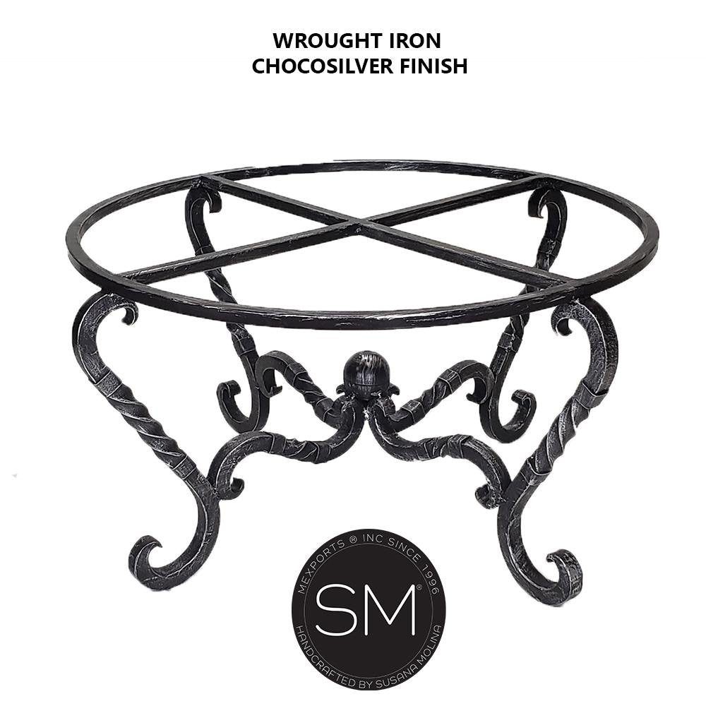 Mexports by Susana Molina 1211AAAM 48" Mesquite Wood Top Turquoise Inlay Spanish Style Round Coffee Table