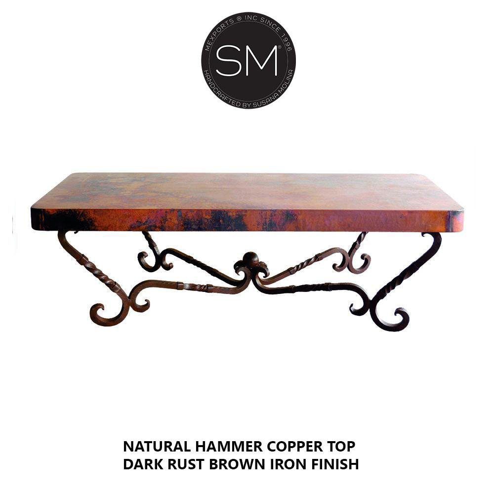 Mexports by Susana Molina 1211AAC 60" Natural Hammered Copper Top Rectangular Coffee Table
