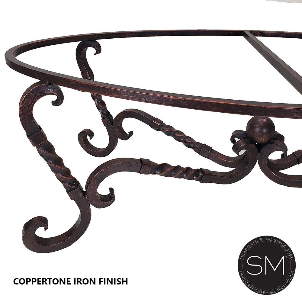 Mexports by Susana Molina 1211AAOM 60" Mesquite Solid Wood Top Gold Citrine Inlay Oval Coffee Table