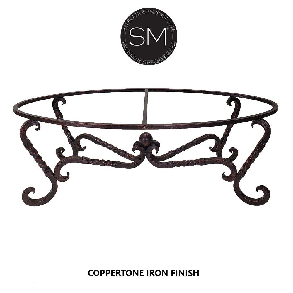 Mexports by Susana Molina 1211AAOM 60" Mesquite Solid Wood Top Turquoise Inlay Oval Coffee Table