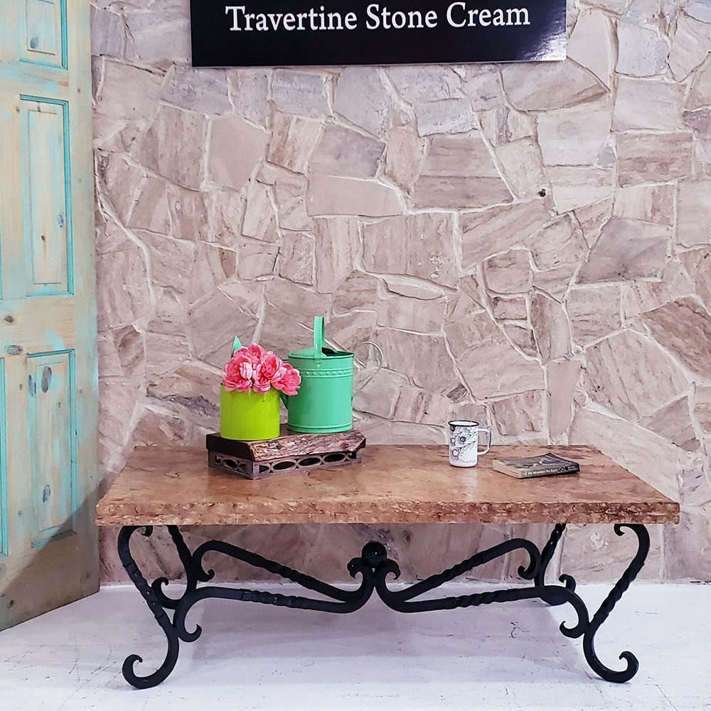 Mexports by Susana Molina 1211AAT 60" Peach Travertine Chisel Edge Rectangular Coffee Table