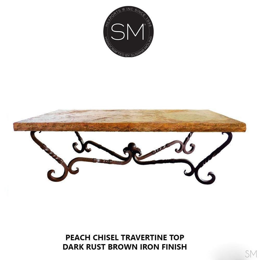 Mexports by Susana Molina 1211AAT 60" Peach Travertine Chisel Edge Rectangular Coffee Table