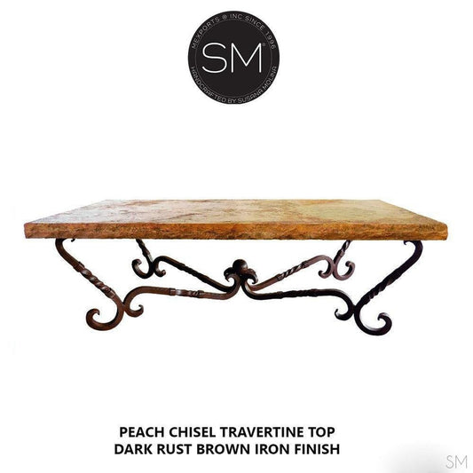 Mexports by Susana Molina 1211AAT 60" Peach Travertine Chisel Edge Rectangular Coffee Table