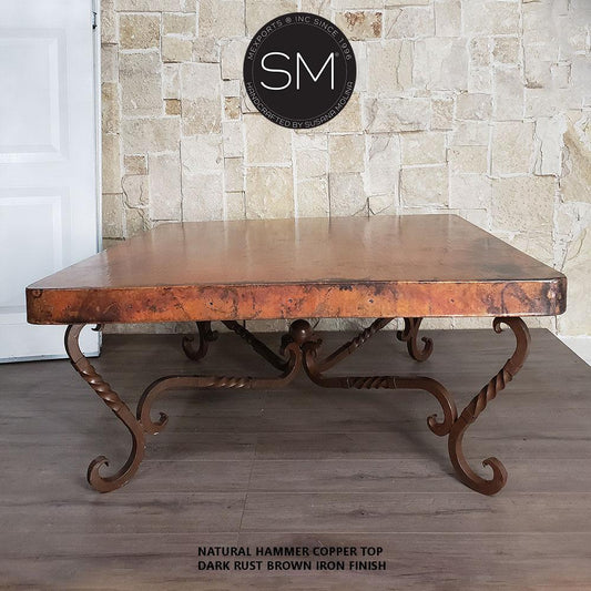 Mexports by Susana Molina 1211AC 48" Natural Hammered Copper Top Square Coffee Table