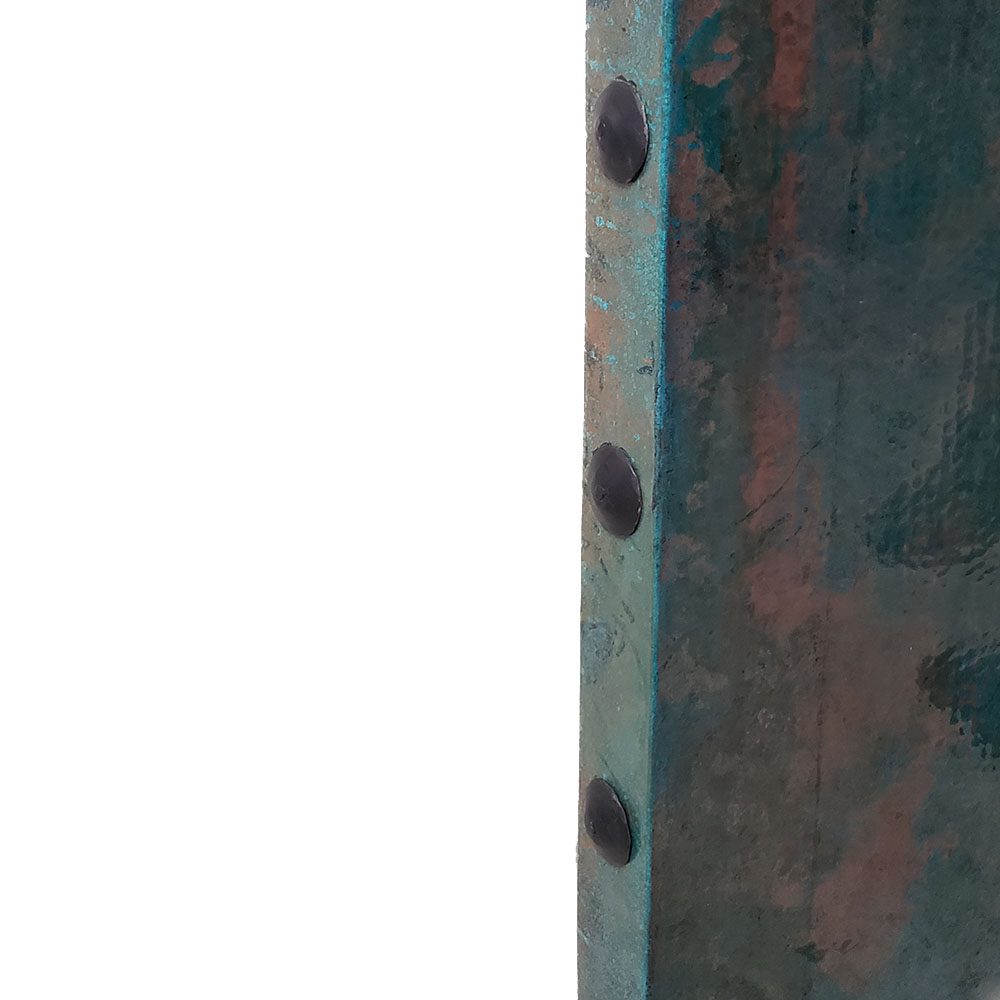 Mexports by Susana Molina 1211AC 48" Oxidized Hammered Copper Top With Nailheads on Edge Square Coffee Table