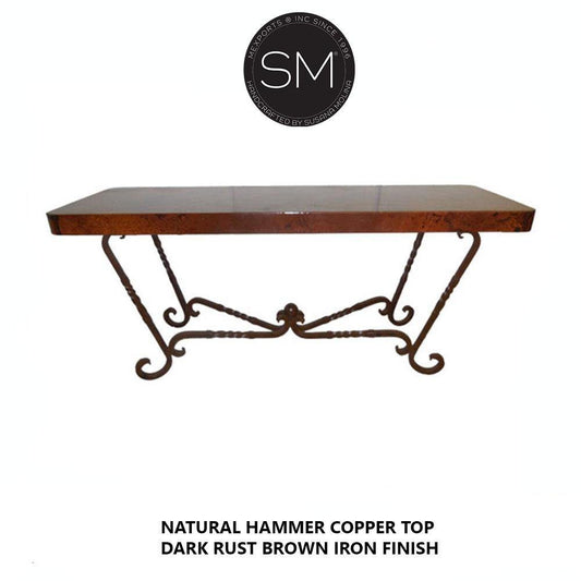 Mexports by Susana Molina 1211CC 72" Natural Hammered Copper Rectangular Console Table