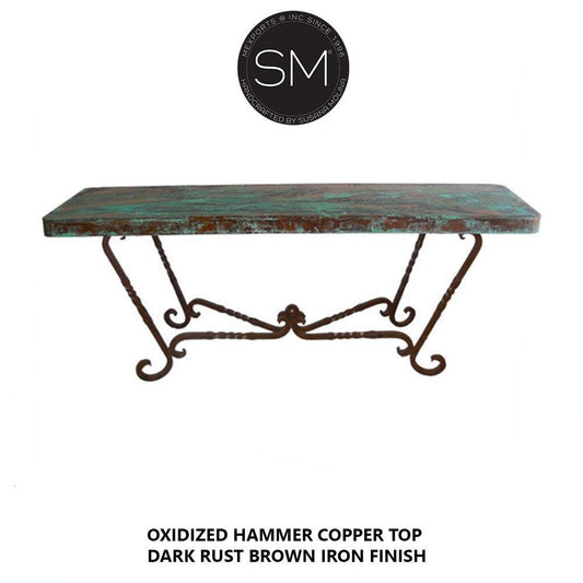 Mexports by Susana Molina 1211CC 72" Oxidized Hammered Copper Rectangular Console Table