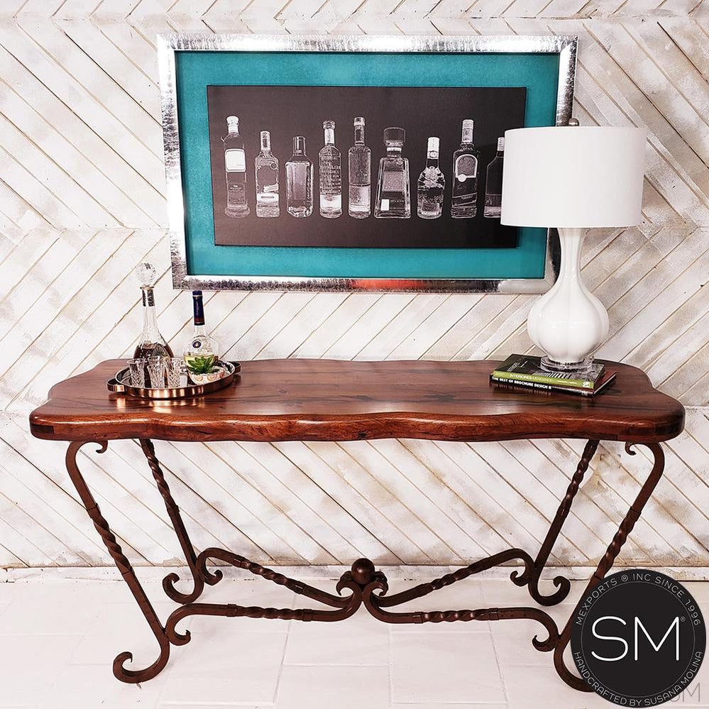 Mexports by Susana Molina 1211CM 72" Mesquite Wood Top Free Form Edge No Inlay Console Table