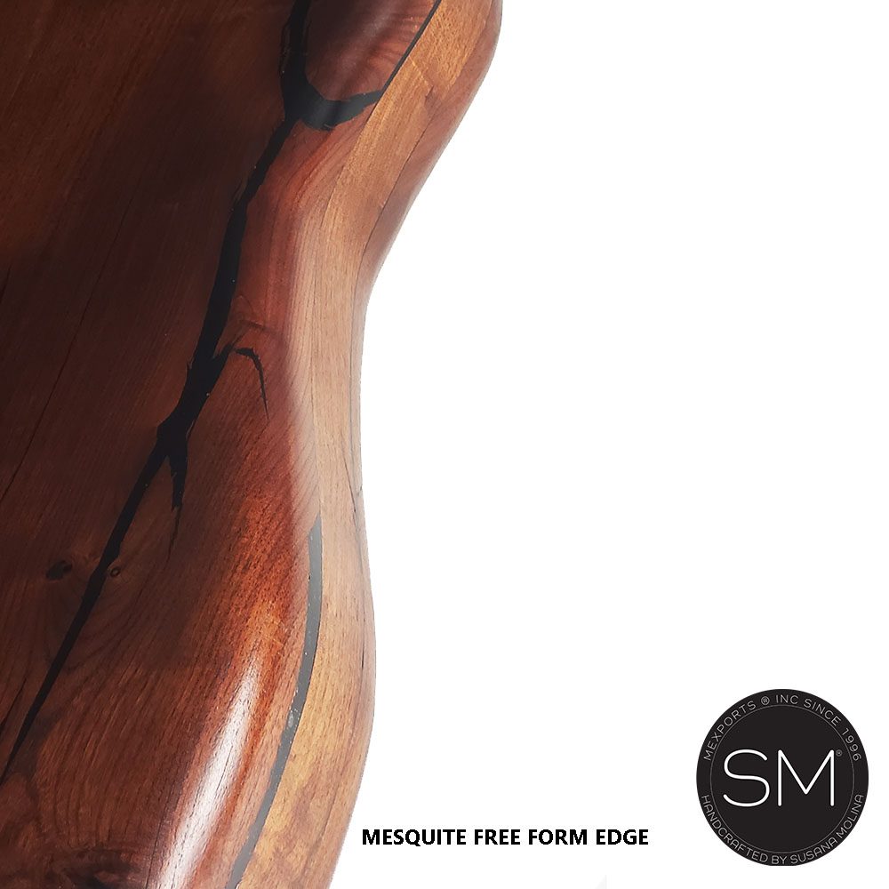 Mexports by Susana Molina 1211CM 72" Mesquite Wood Top Free Form Edge No Inlay Console Table